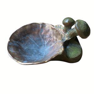 RARE! McCLELLAND BARCLAY Decorative Bronze Mushroom Lilly Pad Trinket Tray Dish